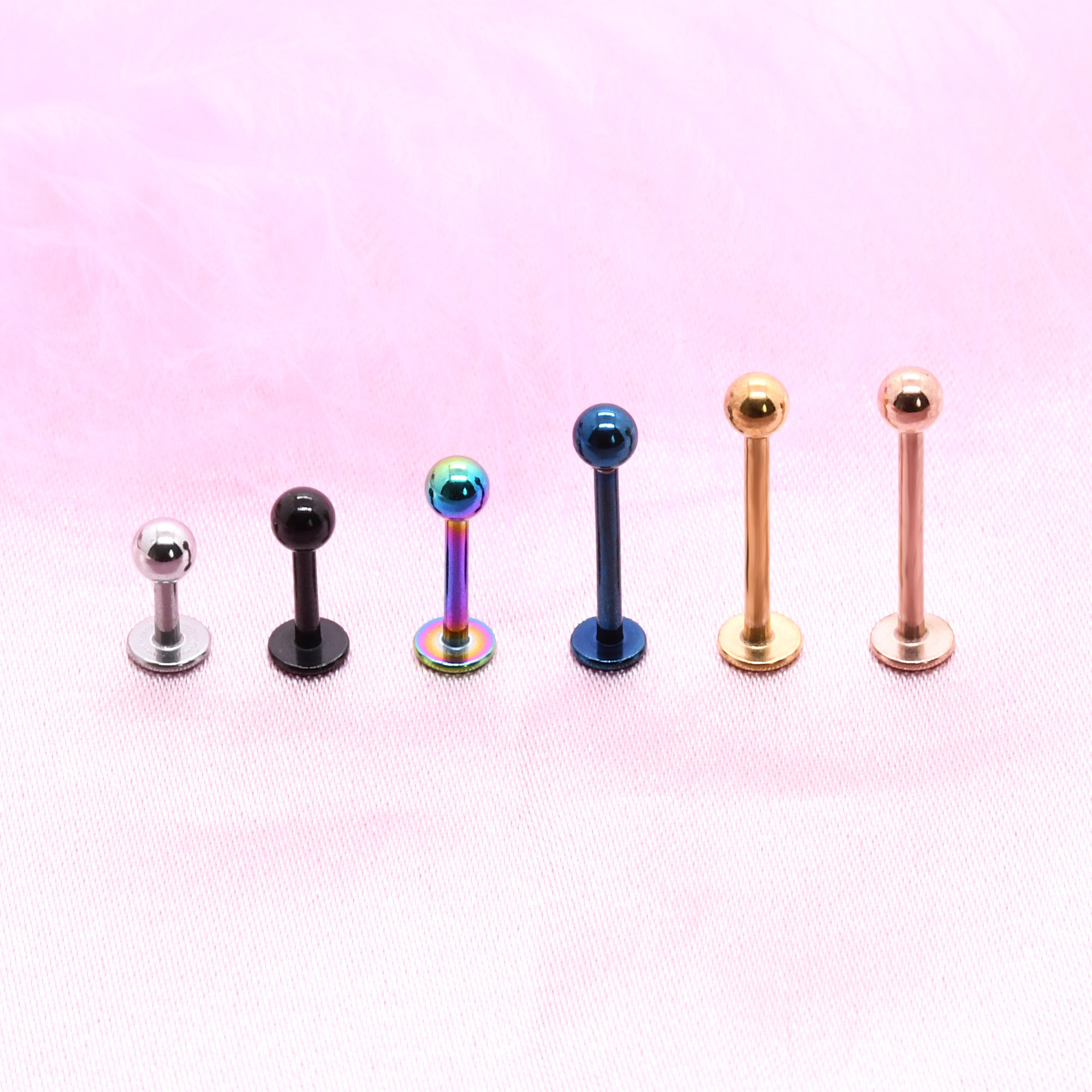 Wholesale stainless steel spherical straight rod nose nails, tongue nails, lip nails, multi-specification small earrings, body piercing jewelry recommended