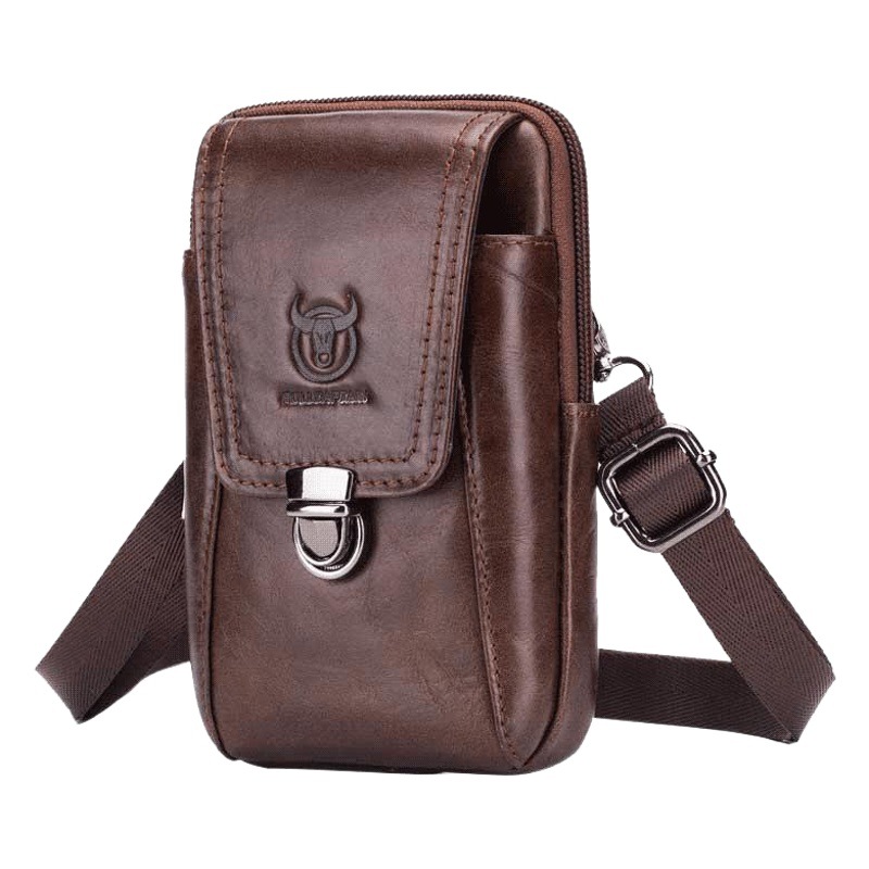 Capitán Niu cuero primera capa de piel de vaca de los hombres de la correa del bolso casual al aire libre del teléfono móvil bolso de cuero genuino hombro crossbody bolso de la cintura