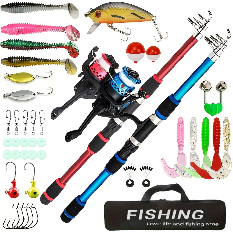 Double-rod two-piece children's fishing rod set 1.8M beginner fishing rod complete set mini fishing rod fishing gear set wholesale