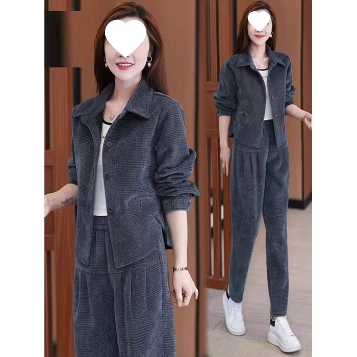 时尚休闲运动服套装女2025年春秋新款小个子洋气外套直筒裤两件套|undefined