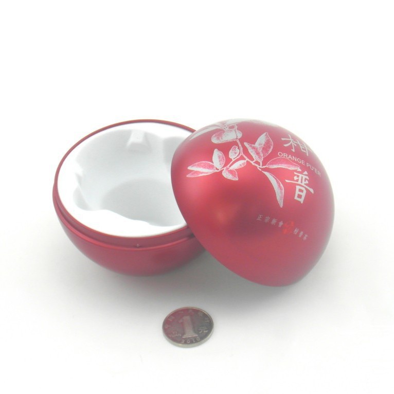 创意柑普球形铁罐  茶叶铁盒厂家 球形礼品铁罐  制罐厂家