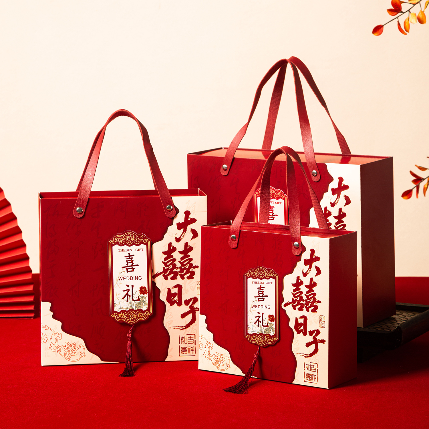 新款喜糖盒子结婚礼盒中式国风抽屉式回礼订婚婚礼手提伴手礼空盒