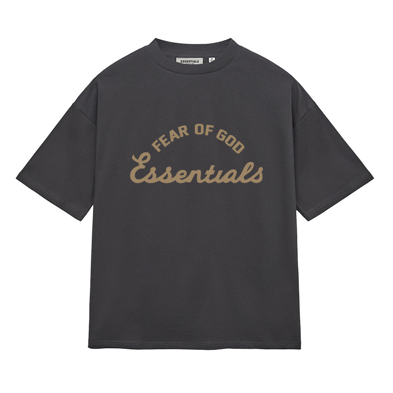Essentials Zone American Niche Street Fashion Brand Spring and Summer Casual Pure Cotton Short-Sleeved T-Shirt for Men Fog
