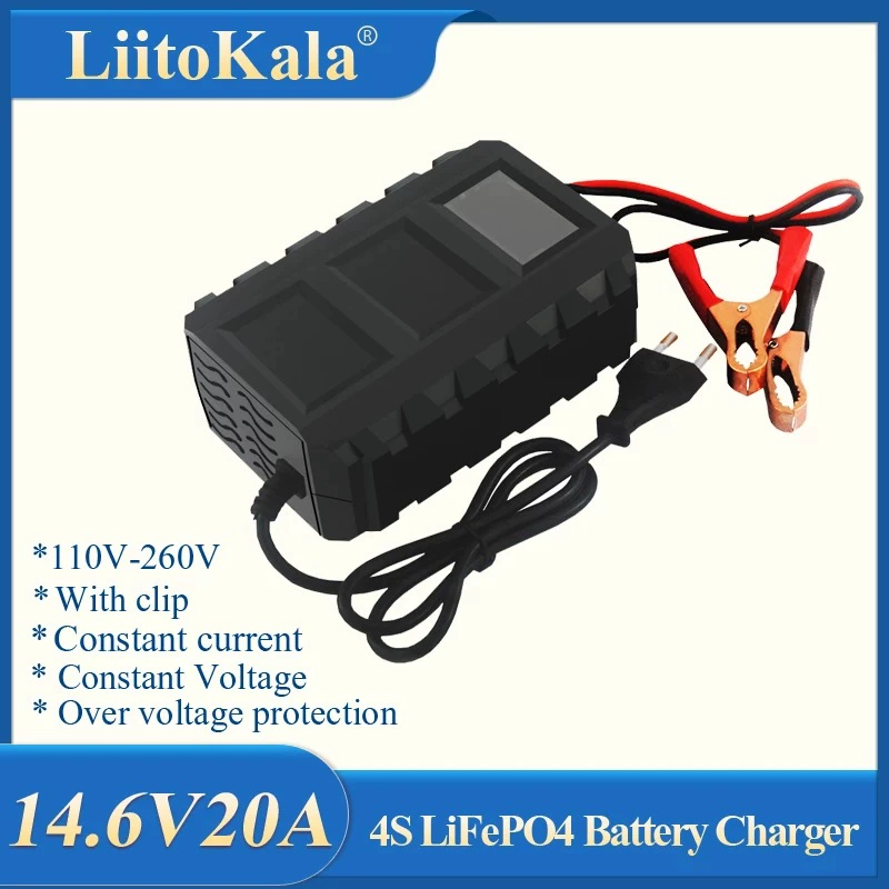 Зарядное устройство для аккумуляторной батареи с клеммами LIITOKALA 14.6V 29.2V 43.8V 58.4V железофосфатной (LFP)