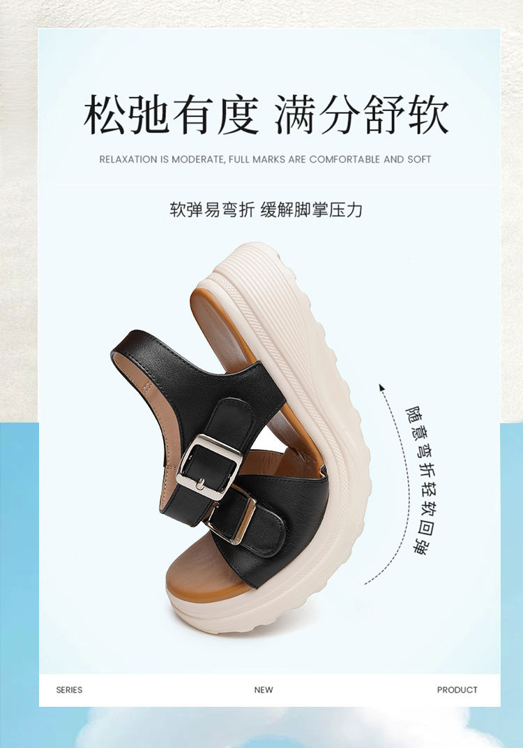 Sandal nữ đế xuồng da bò thật quai chữ V mềm êm — Trắng kem【Da bò lớp đầu】 chi tiết 4