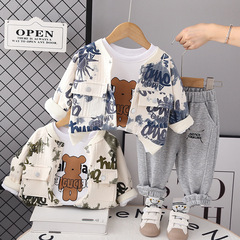 Men's Autumn Set 2023 New Arrival Boys' Korean Style Long-Sleeve 3-Piece Set for Infants and Children Spring and Autumn Season Fashion Clothing