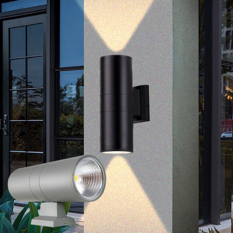 Ledcob Double-Headed/Single-Headed Exterior Wall Up/Down Spotlights Indoor/Outdoor Pillar Villa Round Courtyard Wall Lamp Decorative Strong Light