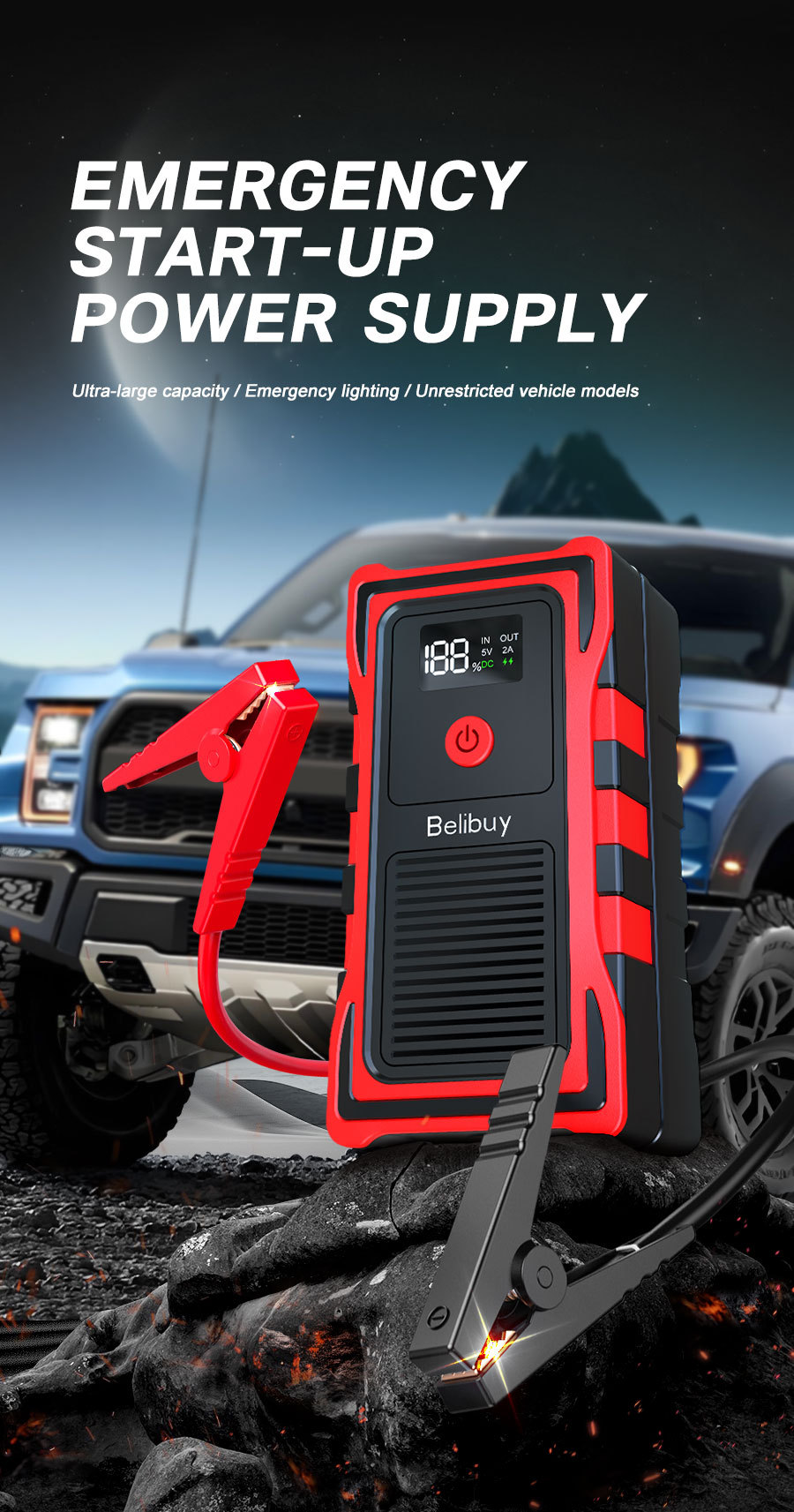 Cross-border portable multifunctional car emergency power supply for battery rescue and outdoor vehicle battery assistance