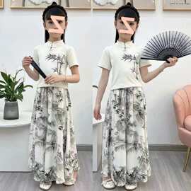 女童2026新款夏季套装中大童儿童夏装国风洋气中式短袖两件套潮款