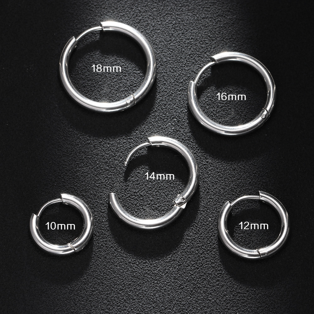 1 Piece Quantity Daily Occasion Simple Style Round Stainless Steel Hoop Earrings 1 Piece