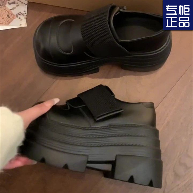 Small Shoes Thick-soled Height-increasing Punk Style Spongecake Small Leather Shoes 2025 Spring New All-match Super High Heel Loafers