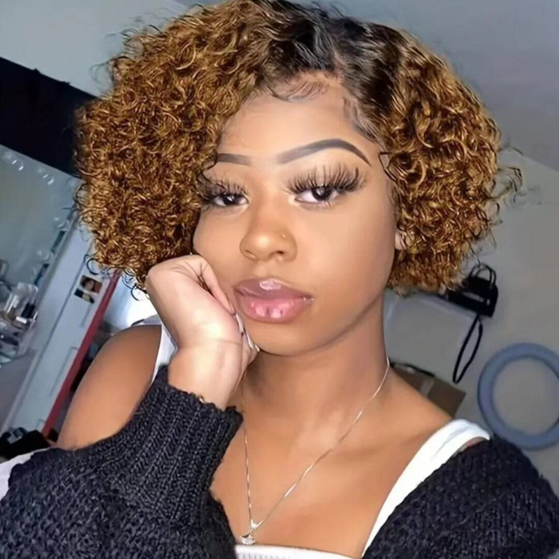 The whole mechanism is partial to the spirit song real person hair foreign trade short elf curly human hair