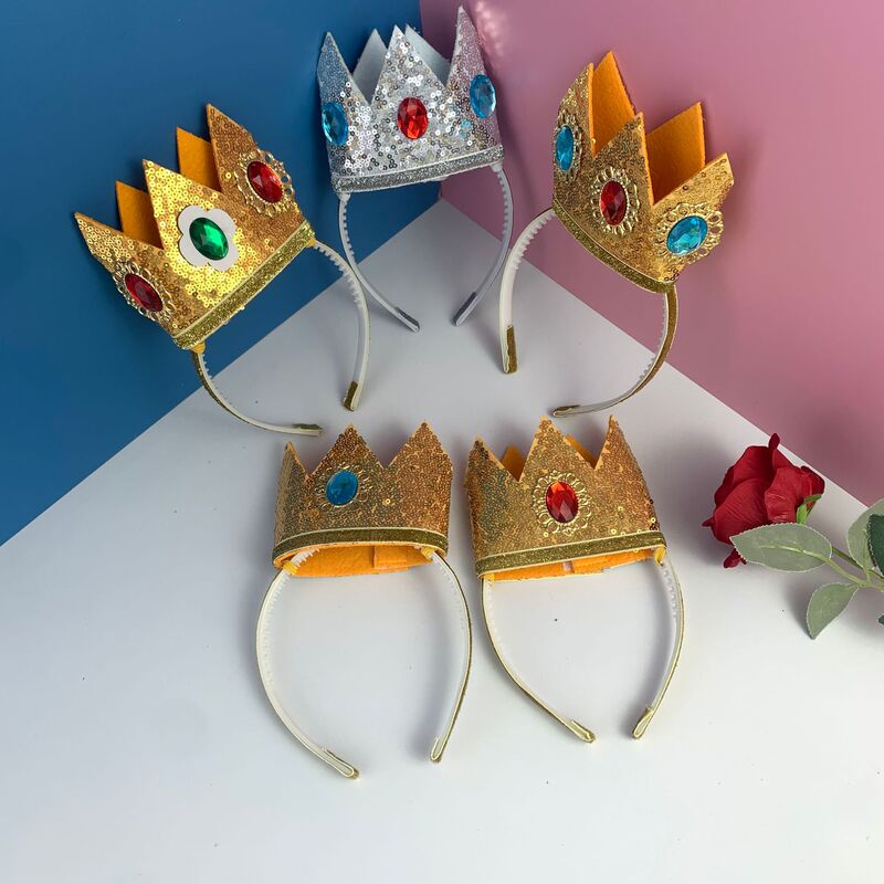 Princess Peach Crown Headband Cross-Border Hot Selling Children's Holiday Party Cosplay Hair Accessories Spot Wholesale Princess Peach Crown Headband Cross-Border Hot Selling Children's Holiday Party Cosplay Hair Accessories Spot Wholesale