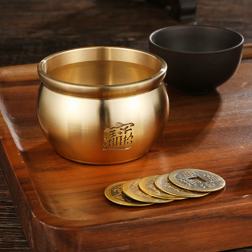 Brass vat gold ornaments living room home gathering wealth and luck bead rice vat opening gift cornucopia crafts decoration
