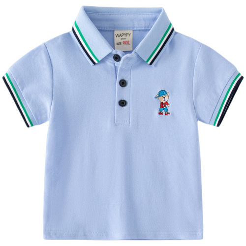  new boys' short-sleeved T-shirt Korean version embroidered children's short-sleeved T-shirt baby summer top trendy one-piece drop shipping