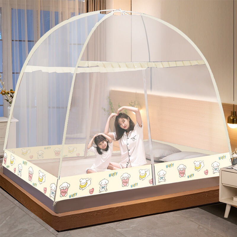 No-Installation Required Household Yurt-Style Tent 1.8 Mosquito Net Foldable Thickened Dome Full-Bottom Tent Double Bed Mosquito Net Free Shipping