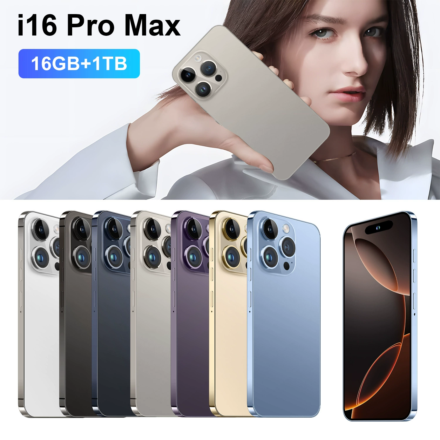 Умный смартфон Agile i16 Pro Max, процессор Intel Core i16, Android, 7.3 дюйма, 16 ГБ + 1 ТБ