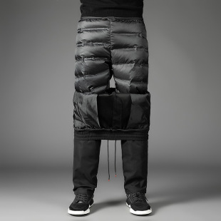 Down pants men's new winter wear warm detachable duck velvet pants middle-aged and elderly warm straight cotton pants warm pants