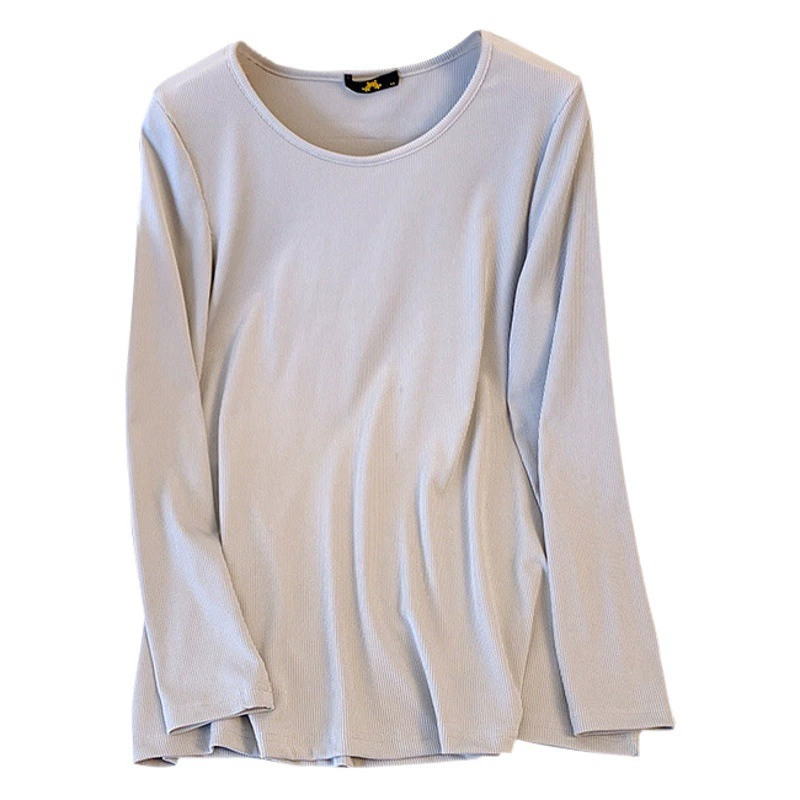 7 цветов большой размер женский весенний новый тонкий нижний свитер женский 2024 новый толстый мм с круглым вырезом с длинными рукавами топ 63364