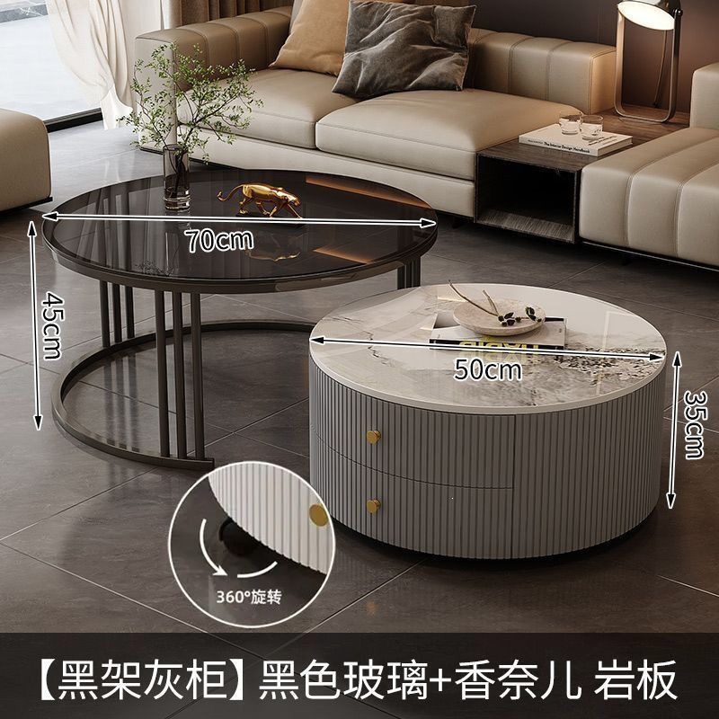 Cream Italia tabla de roca retráctil mesa de té lujosa moderna combinación simple sala de estar pequeña casa mesa redonda