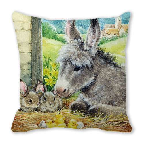 Christmas Happy Cute Animal Kitten Encrypted Peach Velour Home Decor Sofa Cushion Pillow ZT422