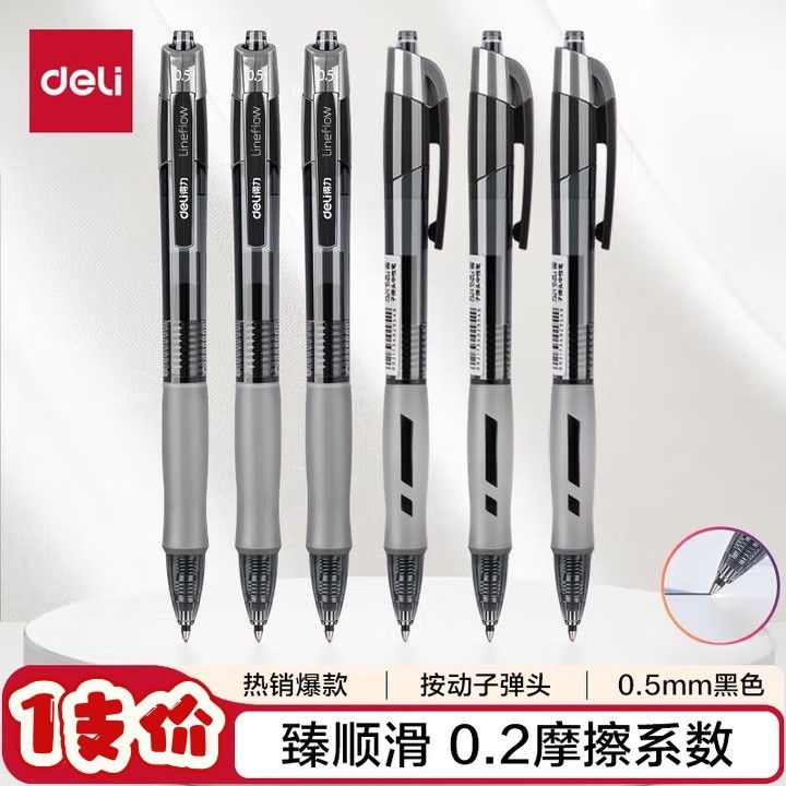 Bolígrafo de gel retráctil Deli de 0.5 mm con punta de bala, tinta de secado rápido, tinta negra continua, para estudiantes y oficinas, bolígrafo para firmas. image 44