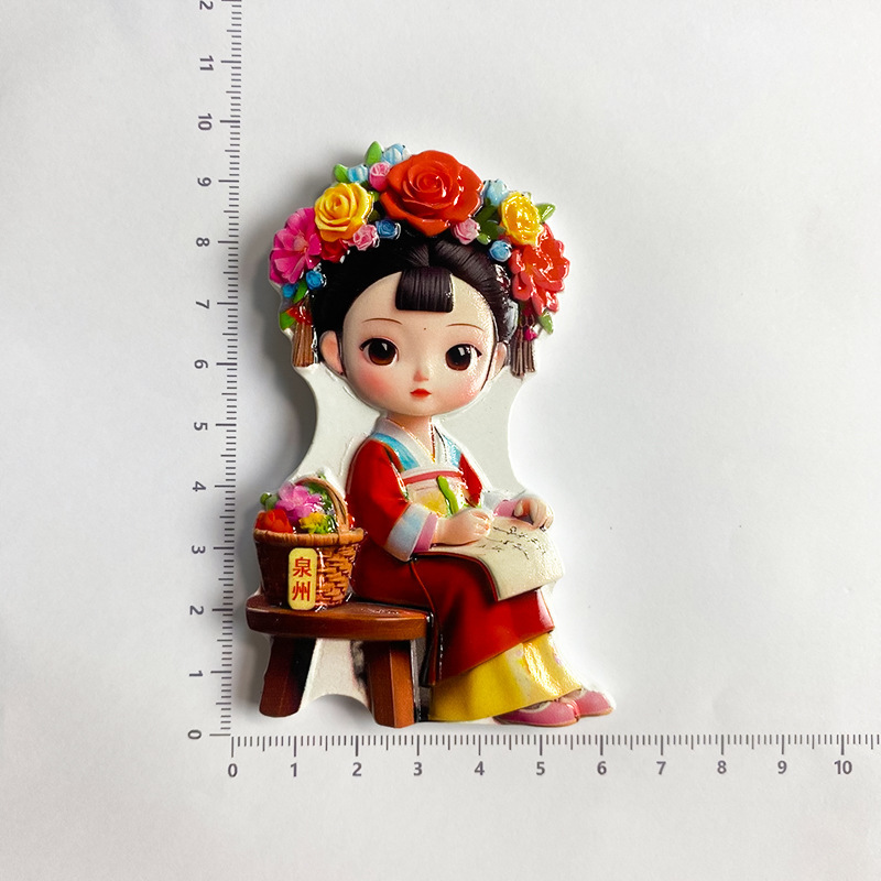 泉州簪花女冰箱贴城市旅游创意旅行文创纪念品磁吸冰箱贴|undefined
