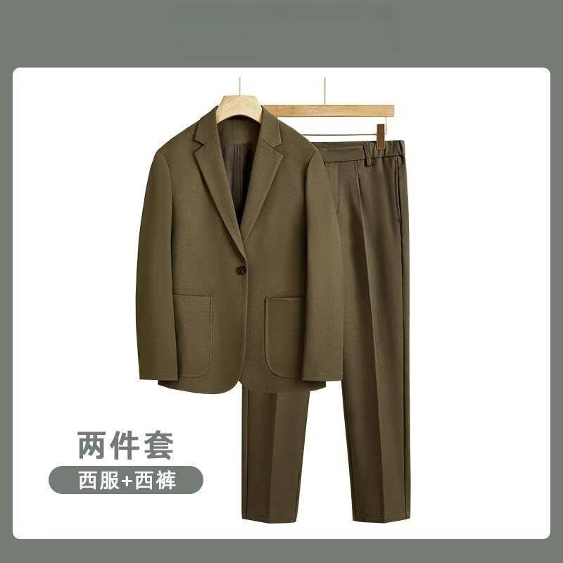 Light and Mature Style Loose and High-End Coffee Brown Suit Jacket Men's Casual and Handsome Suit Suit Business Korean Style Trend
