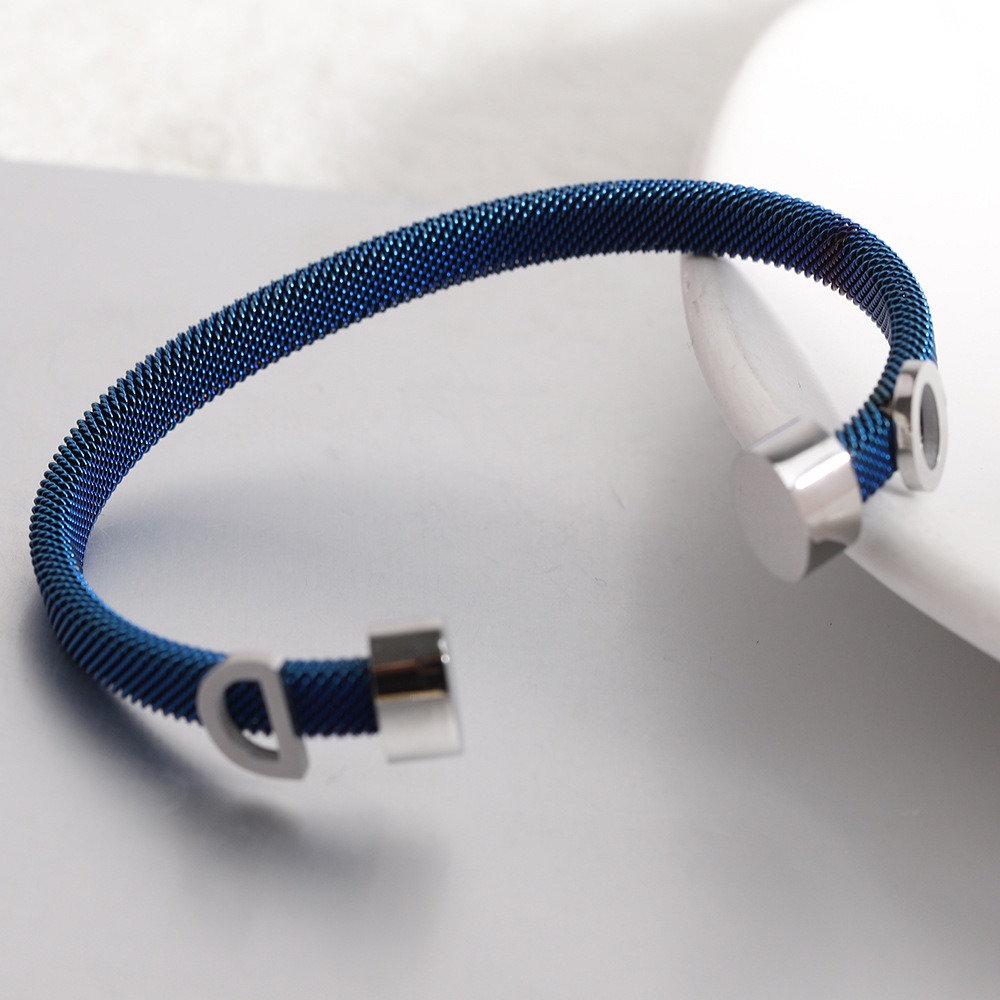 2 Stéck elegant a minimalistesch weiblech Edelstahl Drot Kabelöffnung OD Buschtawenarmband_voghion.com