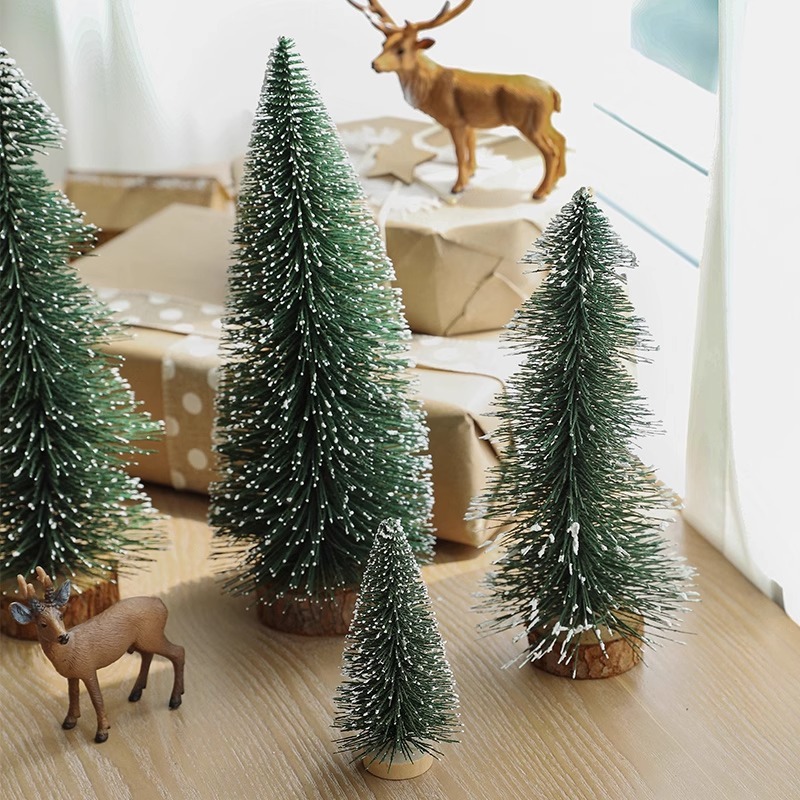 クロスボーダーミニクリスマスツリー浸漬白雪植毛パゴダツリー小さなデスクトップウィンドウ装飾品クリスマス装飾|undefined