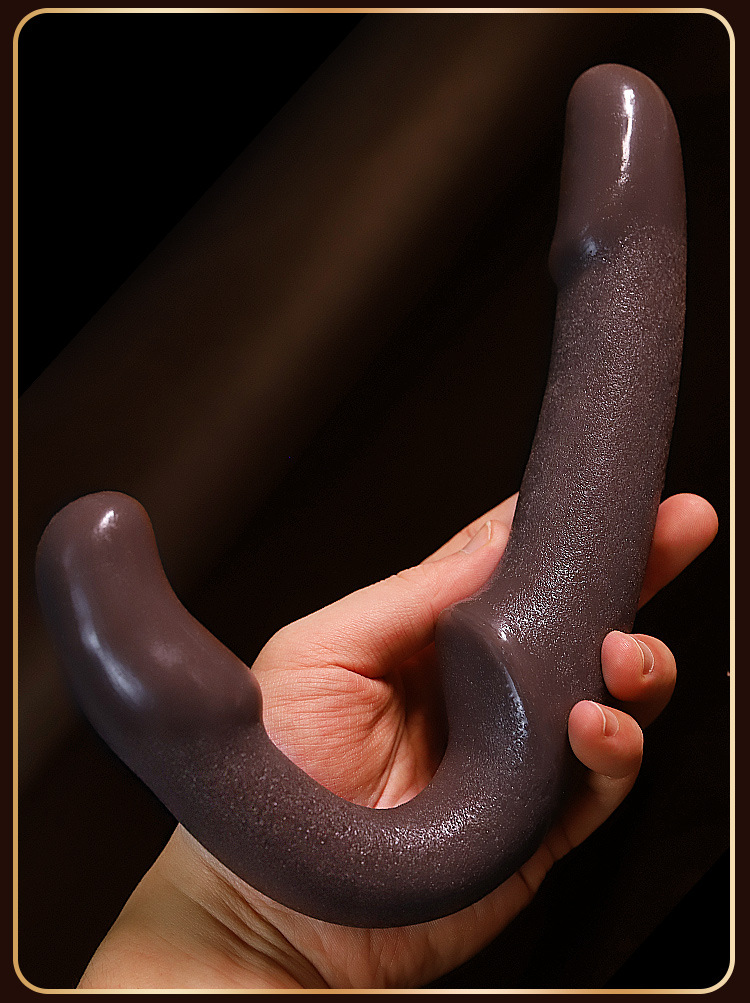 Jiuai Silicone Double-Headed Dildo for Adults, Flexible Brown or Black-Purple — detail image 21