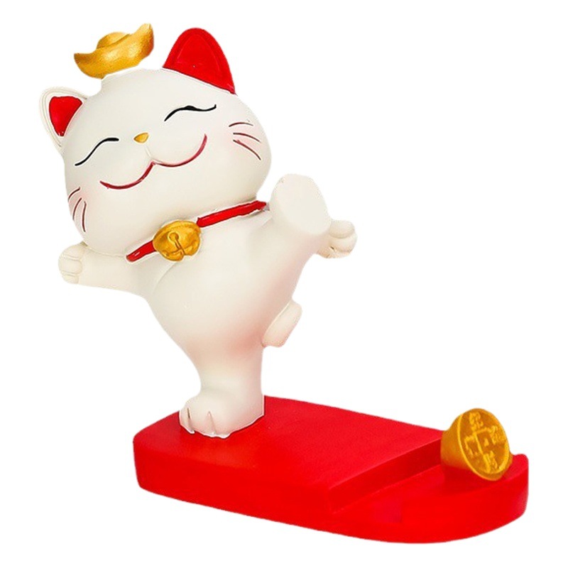 Gato afortunado de dibujos animados teléfono móvil estudiante perezoso persiguiendo drama Tablet gatito soporte escritorio decoración la Oficina