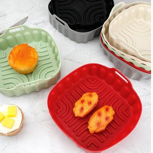 Cross-border high temperature resistant square air fryer silicone baking pan non-stick oil easy cleaning baking mat integrated silicone pad