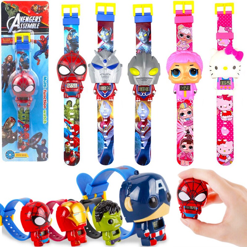 Children's Cartoon Electronic Retractable Watch, Transforming Anime Electronic Watch, Iron Man, Spider-Man, Children's Toy Gift Children's Cartoon Electronic Retractable Watch, Transforming Anime Electronic Watch, Iron Man, Spider-Man, Children's Toy Gift