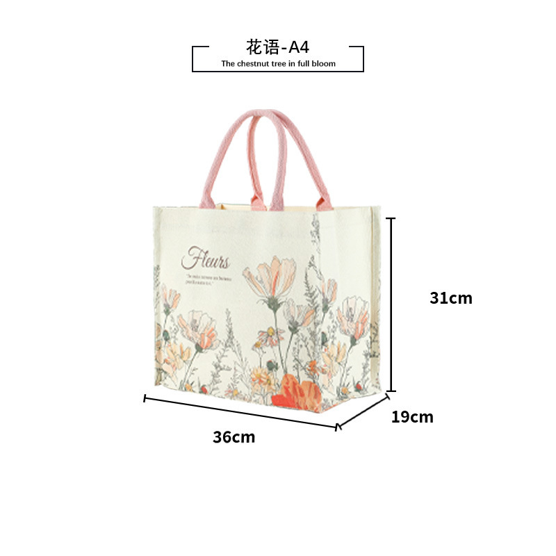 花语帆布包上班通勤环保购物袋大容量高档伴手礼手提帆布袋托特包|undefined