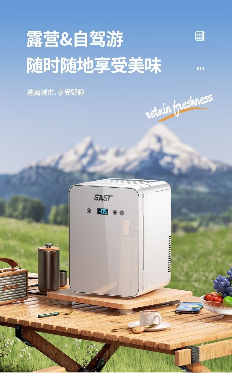 SAST mini refrigerator for cooling small cosmetics, suitable for single-person dormitory, home use, refrigeration and preservation appliance, car-mounted cooling and heating box