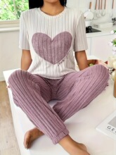 J 45221 Heart Print Pajama Set ����ӡ���Ҿӷ� �羳ŷ��