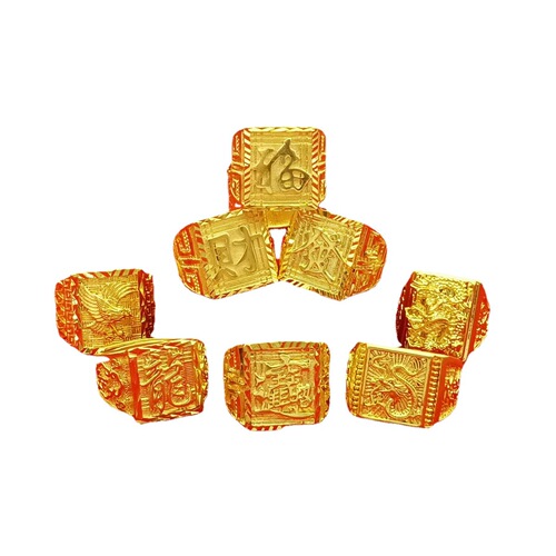 Vietnamese sand gold open retro men's ring gold color sand gold domineering hair wealth dragon horse gemstone imitation gold jewelry
