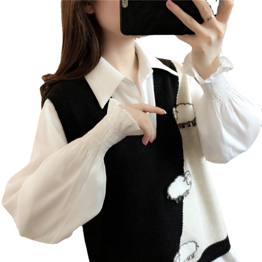 Overwear estilo preppy Chaleco de punto chaleco suelto desgaste exterior nuevo 2024 primavera y otoño popular desgaste interior suéter de las mujeres