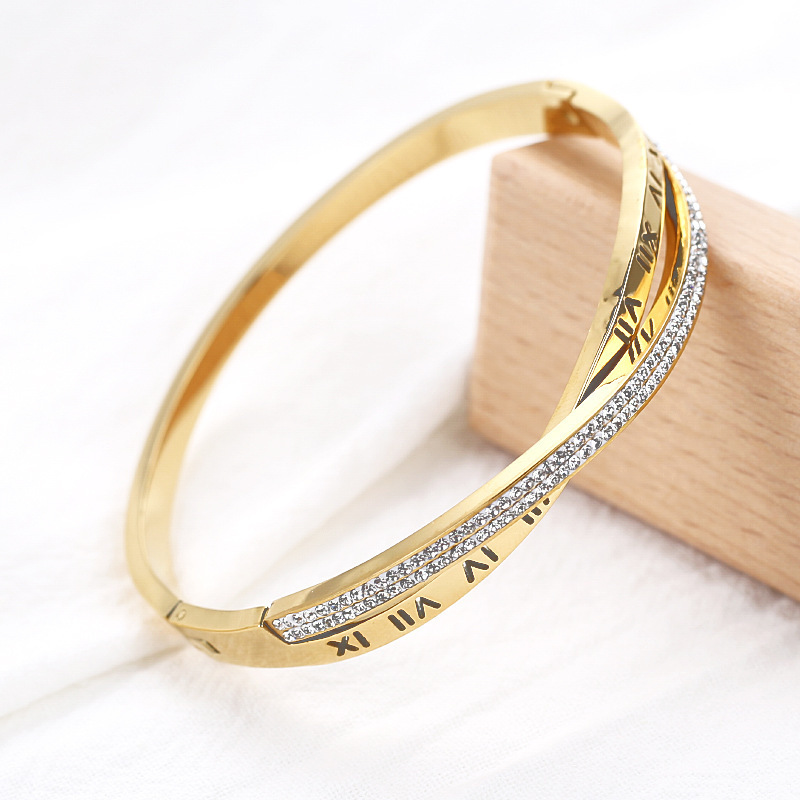 交叉钛钢罗马手镯