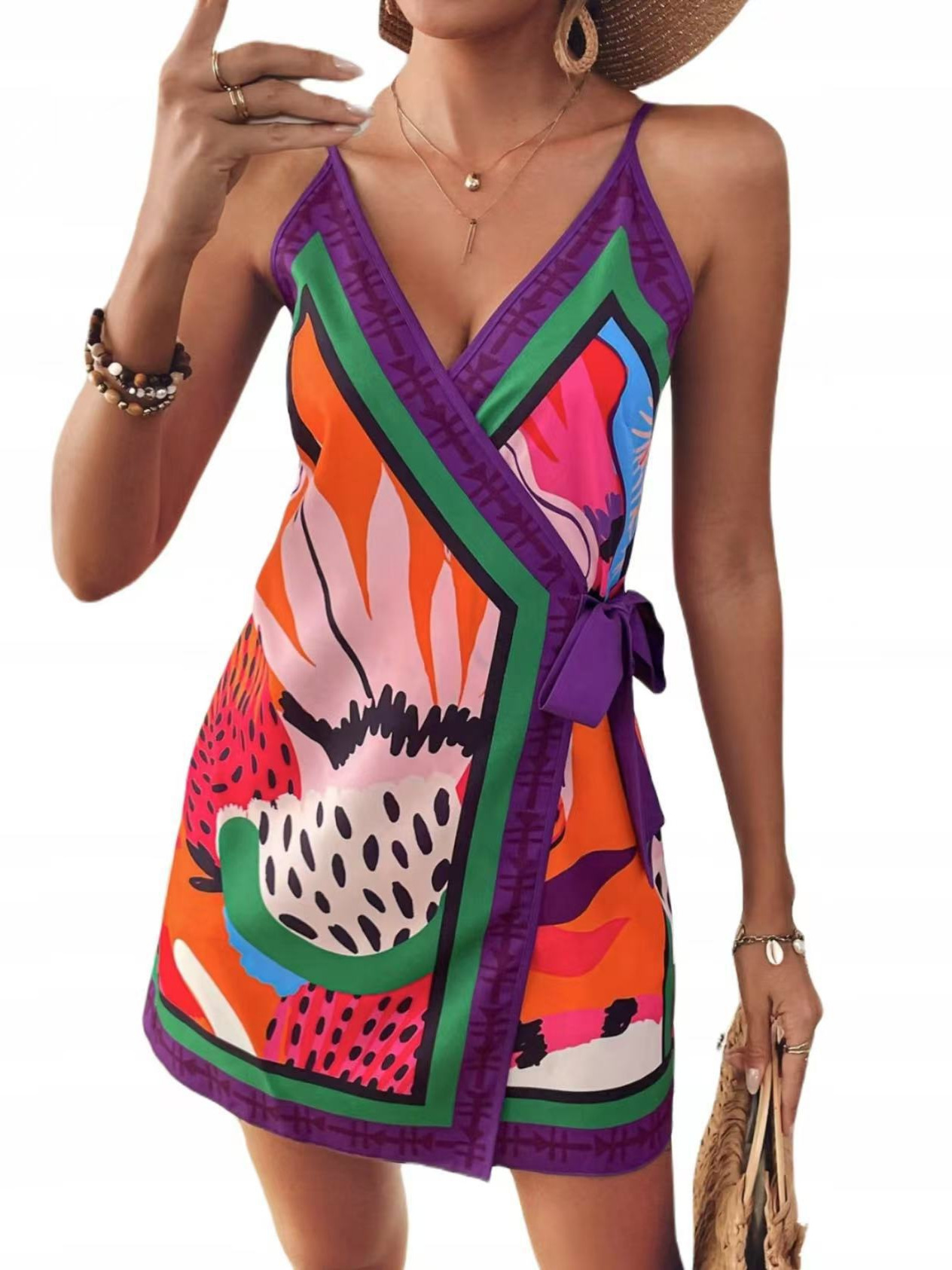 Women's Fashionable Casual V Neck Sundress Tie up Resort Style Spring Summer New Arrival European American Design_ecoleips.com
