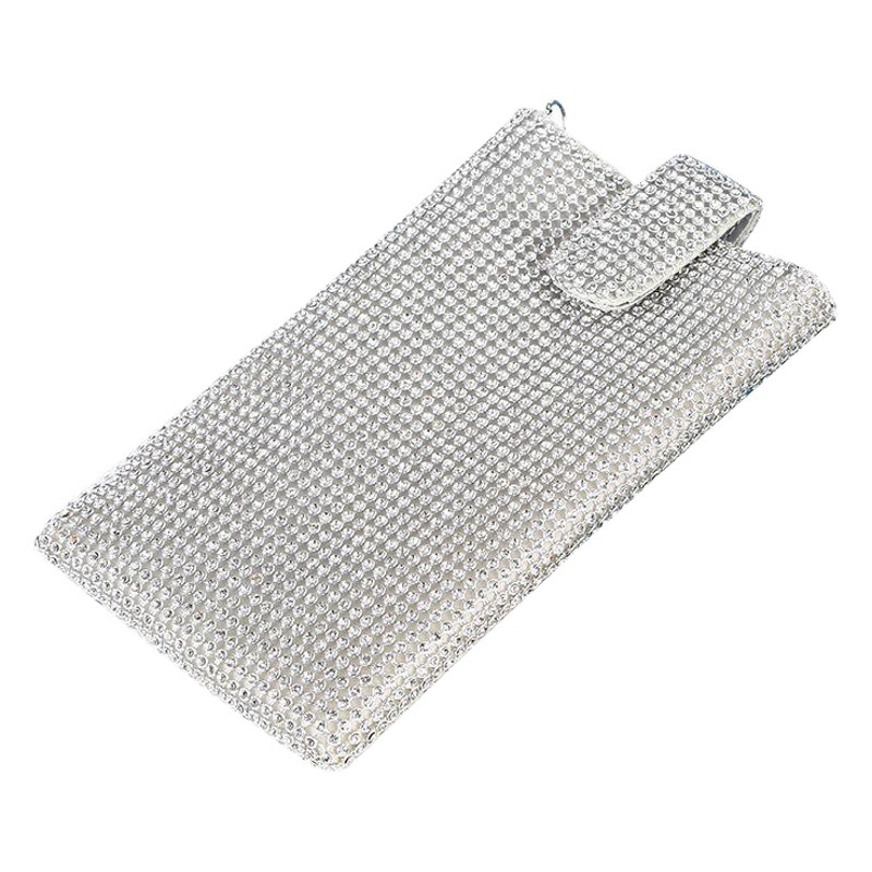 Transfronterizo nuevo bolso del teléfono móvil incrustado en diamantes de cadena de las mujeres crossbody hombro pequeño bolso de noche de diamantes de imitación bolso de fiesta vertical