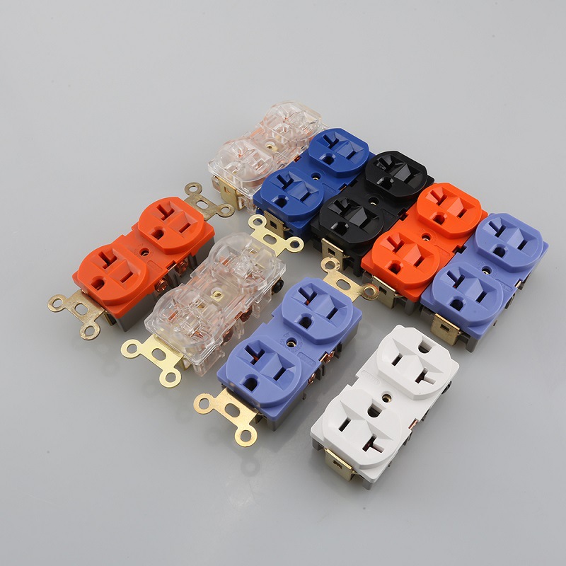 Premium American-style socket core with purple copper plating, designed specifically for high-end audio systems—ideal for home decoration and wall-mounted installations, compatible with US-standard panels.