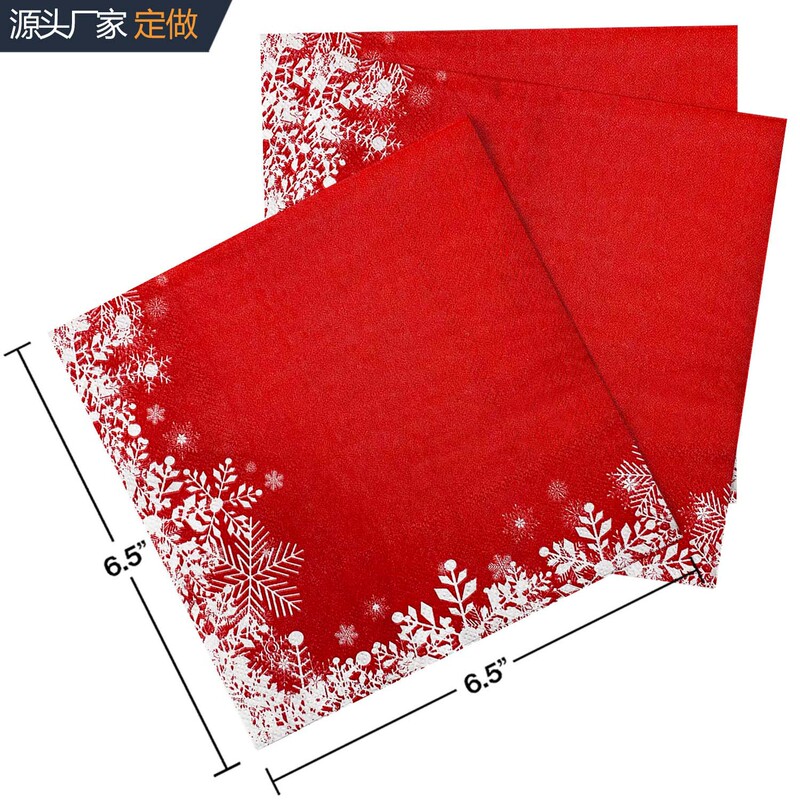 Jwスポットクリスマス赤いスノーフレークペーパータオルクリスマス装飾用品アイス祭りパーティー印刷ナプキン|undefined