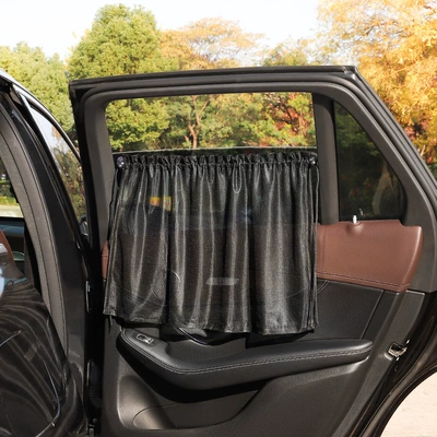 Summer car curtain sunshade curtain suction cup side window cartoon baby sun protection and heat insulation baffle car sun shade curtain (Car curtains) - mesh-style-black-1-piece