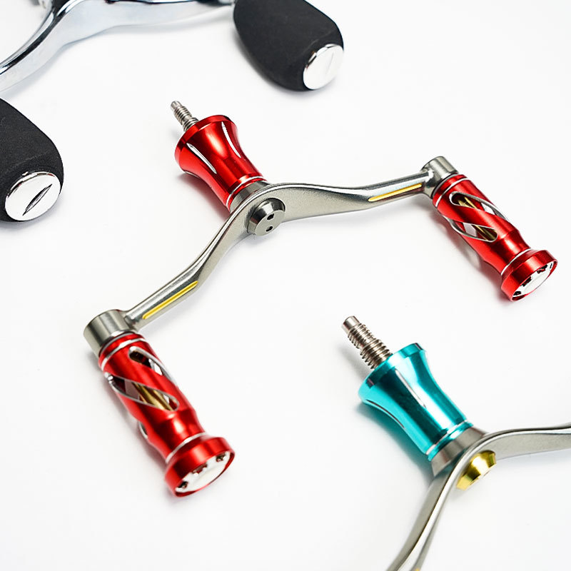 Rueda de pesca de doble cabeza manivela mango universal rueda giratoria barra de equilibrio carrete de pesca balancín modificación accesorios de metal completo artes de pesca