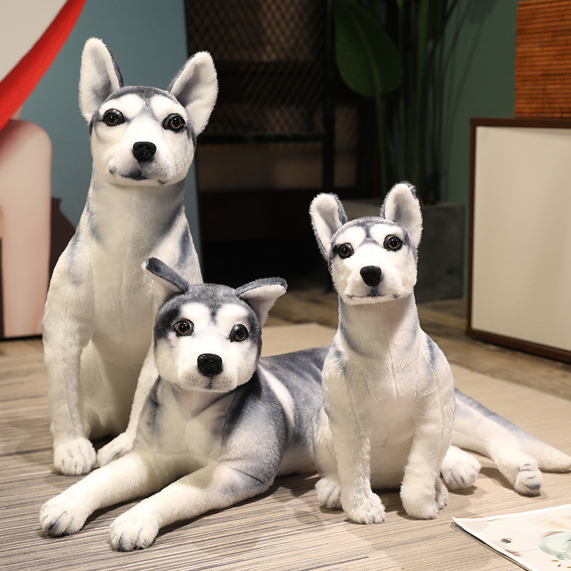Husky juguete de peluche simulación perro muñeca decoración la Sala grande dos ha almohada chica