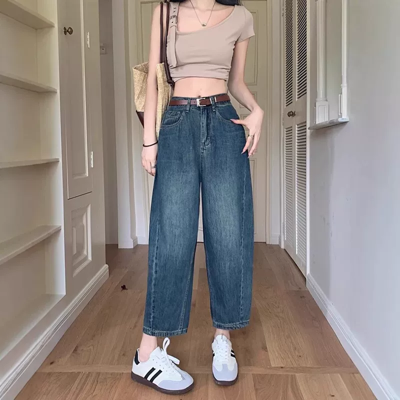 Trousers, autumn fitted jeans, for teenagers, plus size, high waist