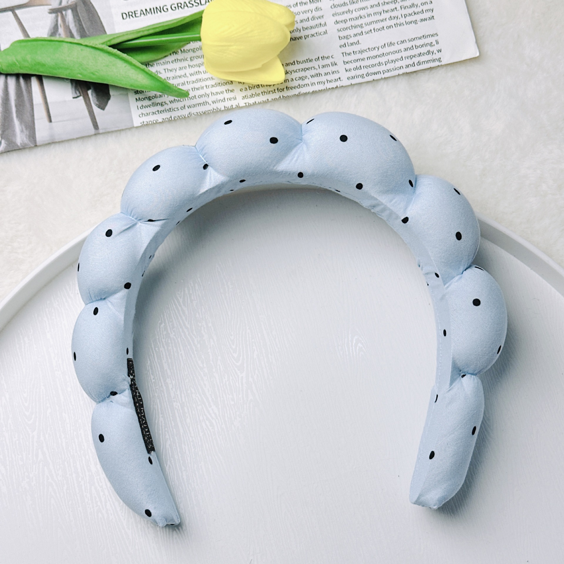 Diadema de Esponja tipo Nube de Tela para Lavado de Cara