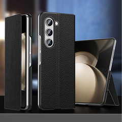 適用三星Z Fold5/4/3磁吸翻蓋保護套W23牛皮手機殼W22商務真皮套